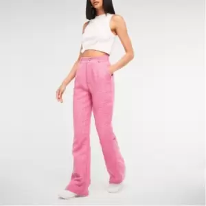 Image of Missguided Boucle Flared Trousers - Pink