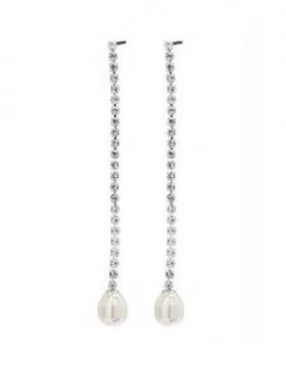 Image of Mood Silver Plated Crystal Cupchain Baroque Pearl Drop Earrings