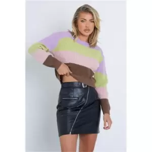 I Saw It First Brown Striped Knitted Jumper - Brown