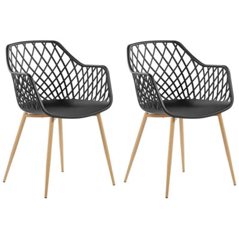 Image of Beliani Set Of 2 Dining Chairs Nashua Black