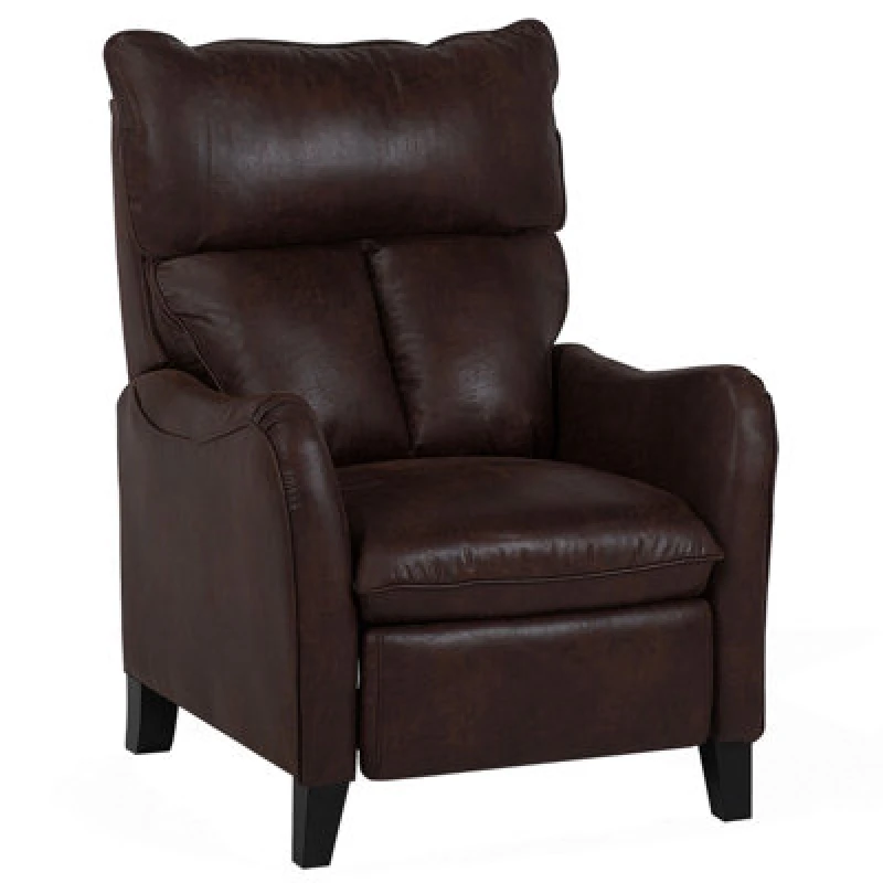 Image of Beliani Recliner Chair Royston With Footrest Faux Leather Dark Brown