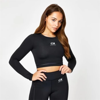 image of USA Pro X Courtney Black Long Sleeved Crop Top - Black