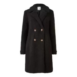 Image of Yumi Black Soft Teddy Bear Coat - Black