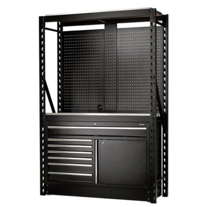 Image of Bunker 14 Piece Modular Storage System and Stainless Steel Workbench 28075 Length: 1.5m
