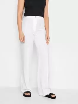 Image of Long Tall Sally White Pinstitch Linen Trouser 36", White, Size 24, Women
