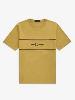 Image of Fred Perry Embroidered Panel T-Shirt, Stone Size M Men
