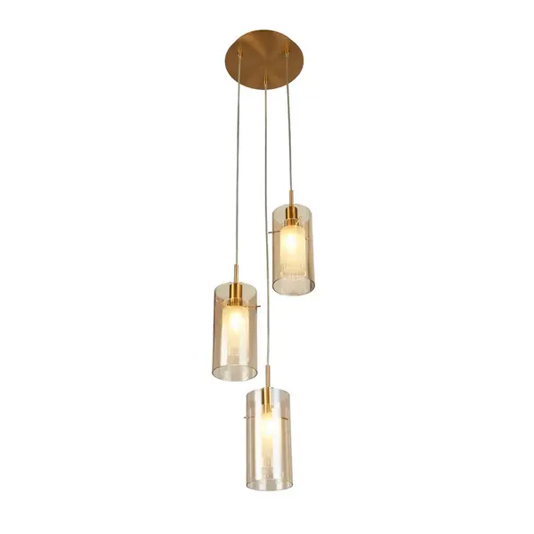 image of Searchlight Duo III Champagne Glass 3 Light Cluster Ceiling Pendant - Bronze