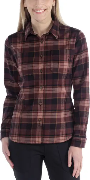 Image of Carhartt Hamilton Ladies Flannel Shirt, black-red, Size S for Women