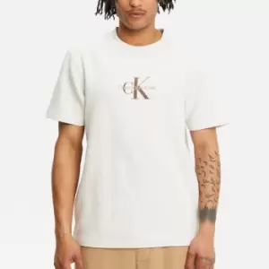 Image of Calvin Klein Jeans Mens Archival Monologo Waffle T-Shirt - White Grey Heather - L