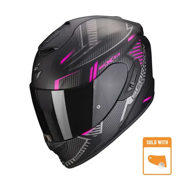 Image of Scorpion Exo-1400 Evo Air Shell Matt Black-Pink Full Face Helmet Size XS