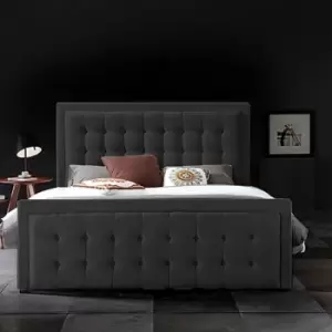 Image of Swain Upholstered Beds - Plush Velvet, Small Double Size Frame, Black - Black