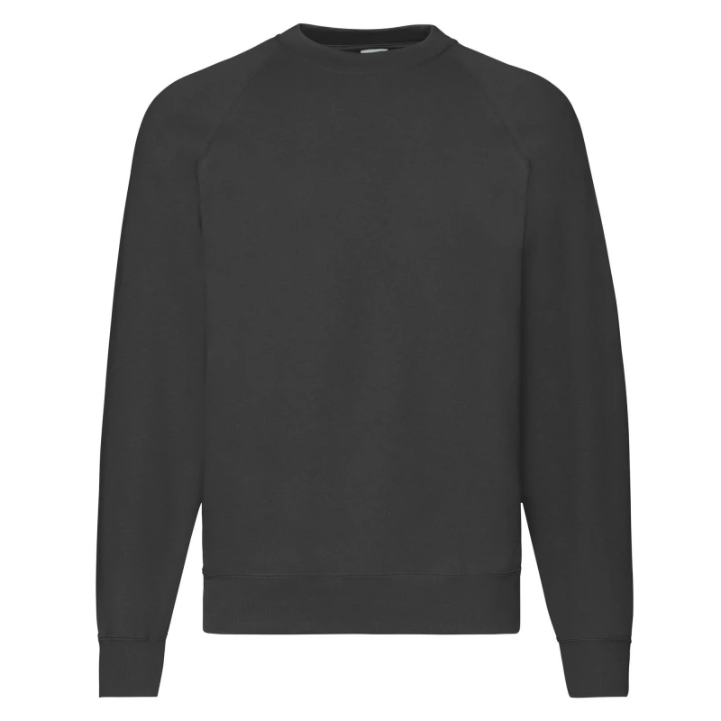 Image of Fruit Of The Loom Fruit of the Loom Men Classic 80 20 Raglan Sweatshirt in Black Size: Small Black S Male 5063470708710