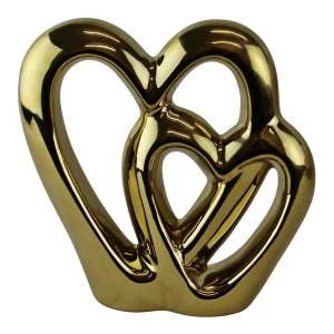 Image of Gold Double Heart Ornament, 15cm.