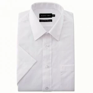 Image of Double Two Big and Tall White Short Sleeves Non-Iron Cotton Rich Shirt - 18