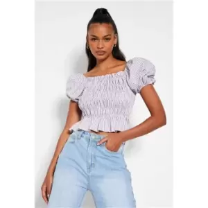 image of I Saw It First Lilac Gingham Check Ruched Top - Purple