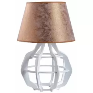 Image of Keter Bento Table Lamp With Round Tapered Shade White, Copper, 30.5cm, 1x E27