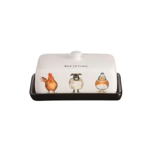 image of Price & Kensington Back To Front Butter Dish Ceramic White 18 x 11 x 9 cm