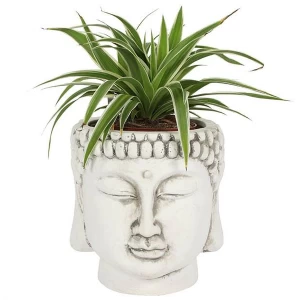Image of White Terracotta Buddha Head Planter