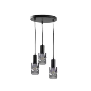 image of Cross Cluster Pendant Ceiling Light Black, 30cm, 3x E27