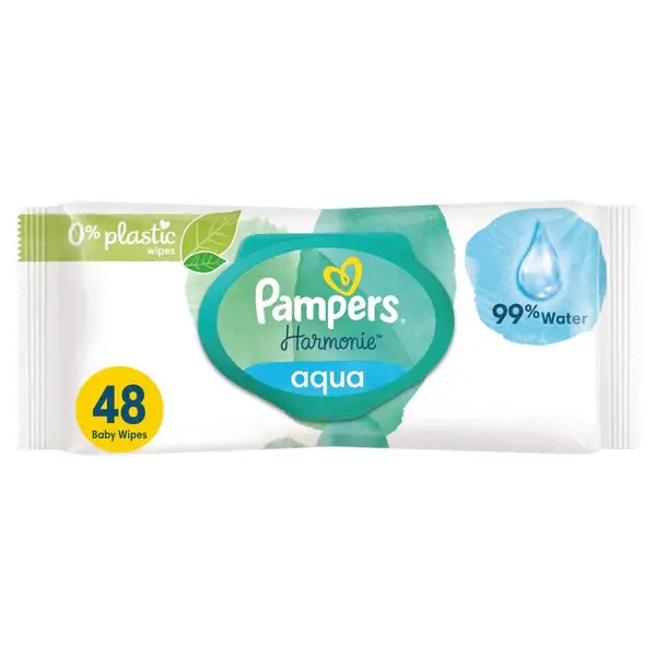 image of Pampers Harmonie Aqua 48 Baby Wipes