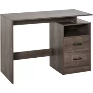 Image of HOMCOM Classic & Compact Table Desk w/ Shelf Drawers Writing Work Table Stylish Grey