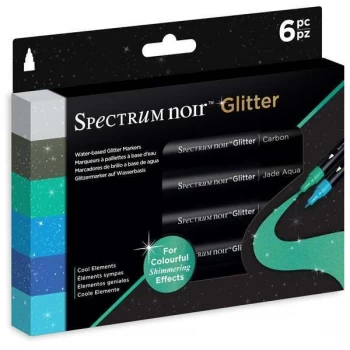 image of Spectrum Noir Glitter Marker Pens Cool Elements Set of 6