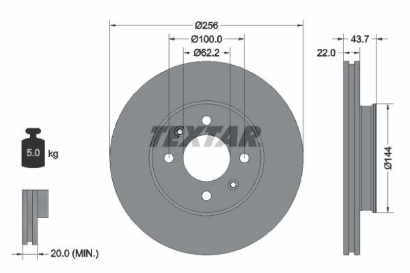 Image of Brake disc TEXTAR 92304603