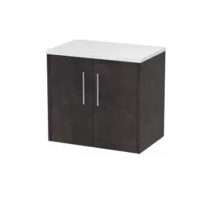 Image of Hudson Reed Juno 600mm Wall Hung 2 Door Vanity & Sparkling White Worktop - Metallic Slate