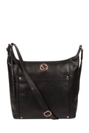 image of Pure Luxuries London Black 'Miro' Leather Shoulder Bag