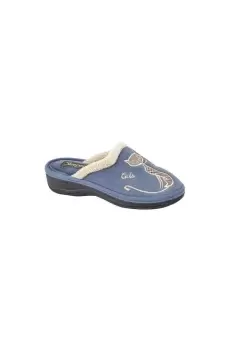 Image of Cat Motif Cuff Mule Slippers