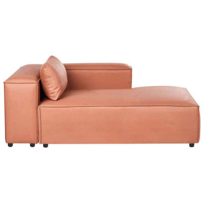 Image of Beliani Left-Hand Chaise Lounge Brande Faux Leather Golden Brown