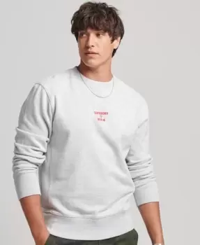 Image of Superdry Mens Embroidered Logo Loose Crew Sweatshirt Grey / Cadet Grey Marl - Size: L