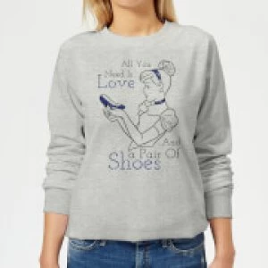 Image of Disney Princess Cinderella All You Need Is Love Womens Sweatshirt - Grey - L
