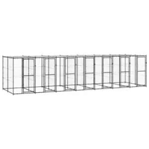 Image of Vidaxl Outdoor Dog Kennel Steel With Roof 16.94 M