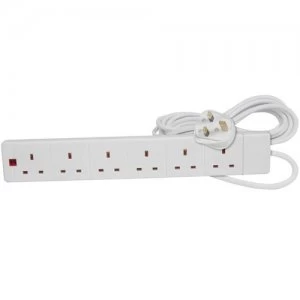Image of Status 6G 2 Meter White Extension Lead with Neon