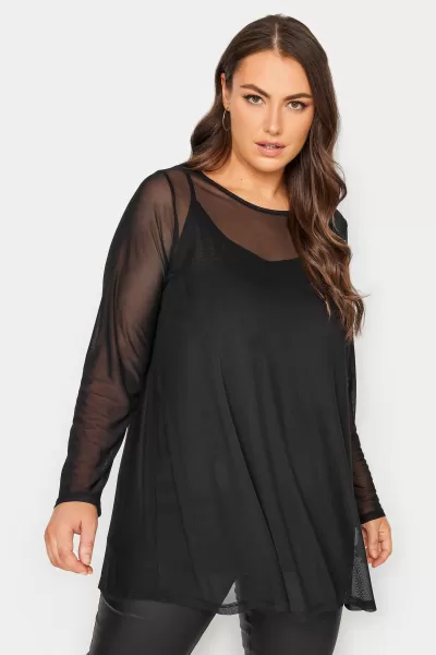 Image of Yours Mesh Swing Top Black