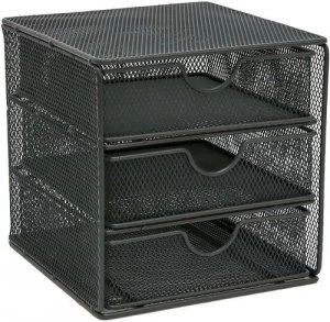 Image of OSCO SM3DSSLV Small Wire Mesh 3 Drawer Chest Graphite