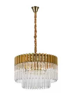 image of Ceiling Pendant Round 8 Light E14, Brass, Glass