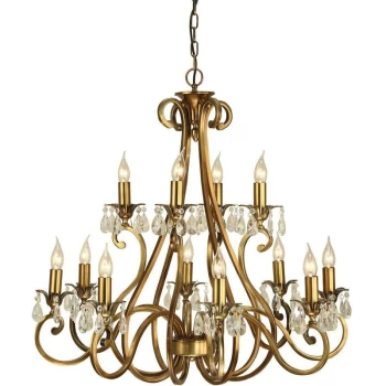 Image of Interiors - 12 Light Chandelier Antique Brass Finish, E14