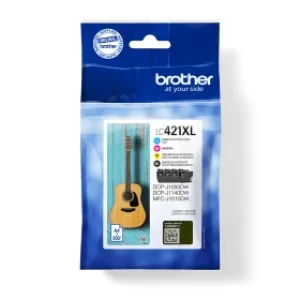 Image of Brother LC421XLVAL High Capacity Black and Colour Ink Cartridge 4 Pack (Original)