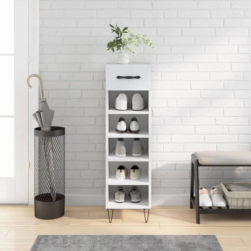 Image of VIDAXL Shoe Cabinet White 30x35x105cm Engineered Wood Vidaxl 829668