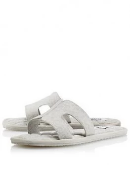 image of Dune London Willowe Slippers - Grey, Size 36, Women