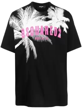 Image of DSQUARED2 D2 Palms Slouch T-Shirt Black