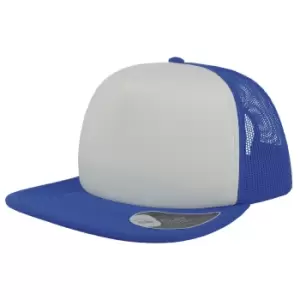 Image of Atlantis Unisex Snap 90s Flat Visor 5 Panel Trucker Cap (One Size) (White)