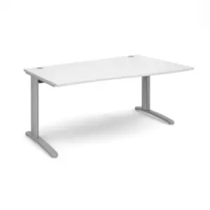 Image of Office Desk Right Hand Wave Desk 1600mm White Top With Silver Frame TR10
