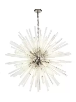 Image of 32 Light E27, Round Pendant Polished Nickel , Clear Glass
