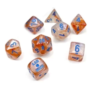 image of Poly 7 Set Luminary 7-Die Set Lab Dice (Rose Gold/light blue)