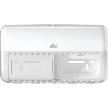 image of 557000 White Twin Toilet Roll Dispenser - Tork