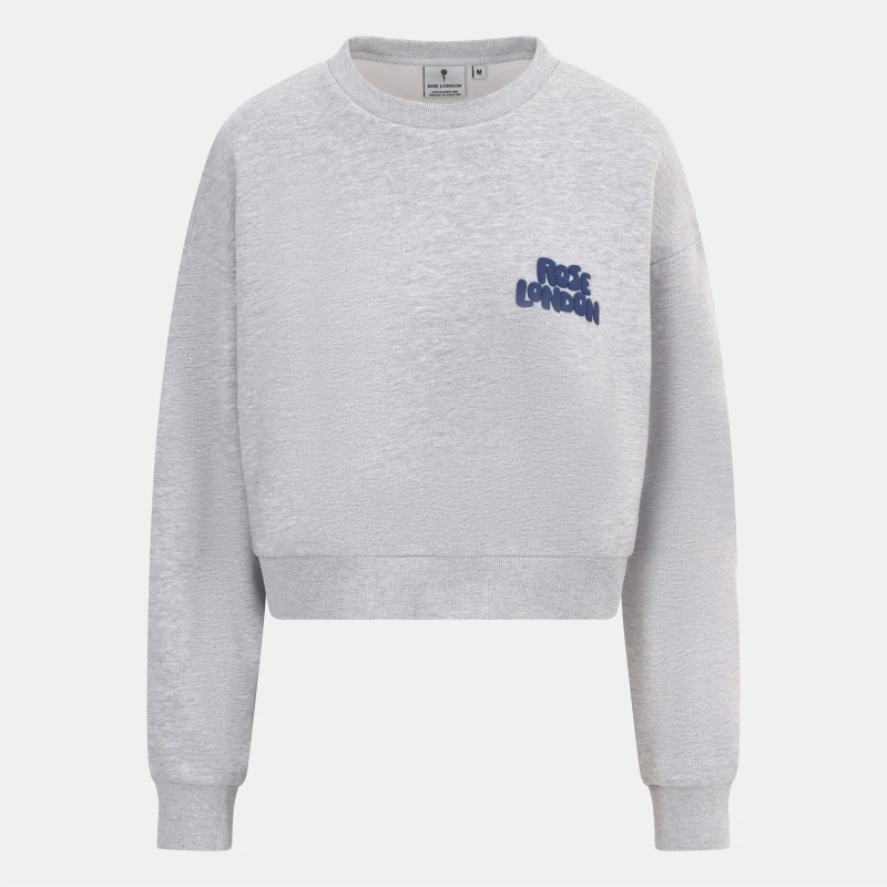 Image of Rose London All Love Crop Sweatshirt Junior Girls Grey Marl female 12 (M)