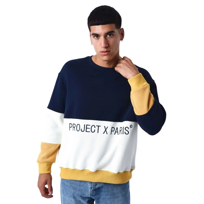 Image of Project X Paris Sweatshirt with Crewneck Project X Paris Colorblock Blanc Male S